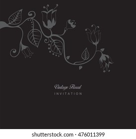 Romantic vintage invitation with floral elements vector illustrator