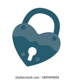 Romantic vintage padlock. Vector, white background, isolated.