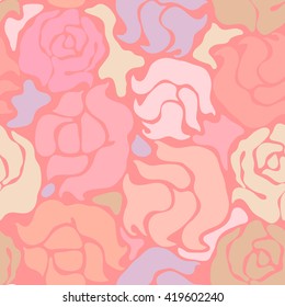 Romantic vintage roses seamless vector pattern. Bohemian textile collection. Pink.