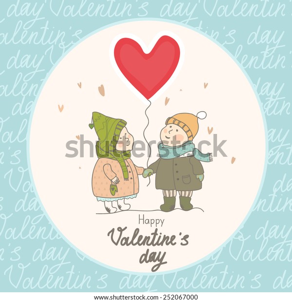 Romantic Vintage Valentines Day Card Stock Vector (Royalty