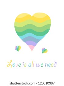Romantic wallpaper. Cute heart background in modern style. Love concept
