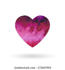 Romantic watercolor design elements. Pink hearts for love. Valentine's day. Vector illustration 