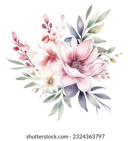 Romantic Watercolor Fairy Arrangements - Soft Pastel Clipart Set