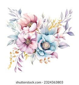 Romantic Watercolor Fairy Arrangements - Soft Pastel Clipart Set