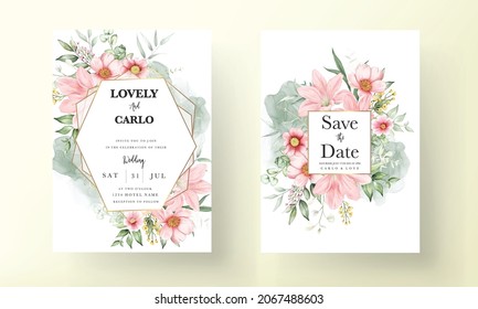 romantic watercolor floral wedding invitation template