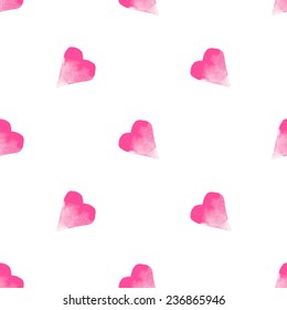 Romantic watercolor hand drawn hearts vector seamless pattern for Saint Valentines day