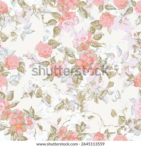 romantic watercolor rose flowers pattern ,Watercolor flower seamless pattern, Purple and white floral fabric with elegant leaf and flower pattern perfect for adding 