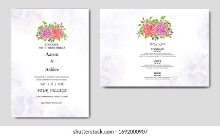 Romantic wedding card invitation with flowers