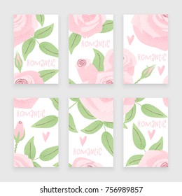 Romantic wedding concept with rose, vintage vector design