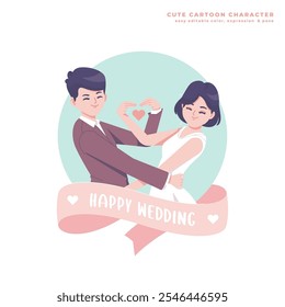 romantic wedding couple cute cartoon character