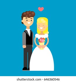 Romantic wedding couple icon design. Vector illustration