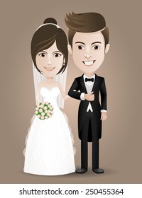 romantic wedding - couple standing and holding hands