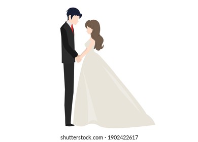 Romantic Wedding Couple Vector Illustration