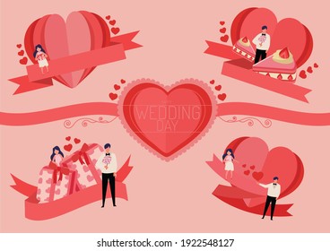 romantic wedding day and love labels