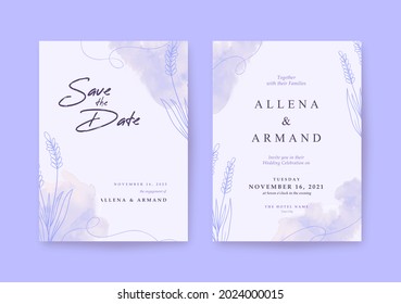 Romantic wedding invitation with Beautiful purple lavender