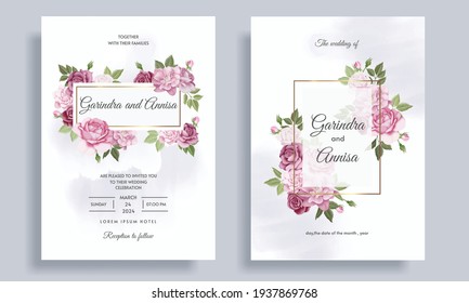 romantic wedding invitation card with flower design