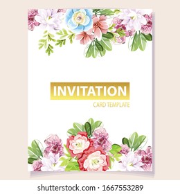 Romantic wedding invitation card. Wedding, marriage, bridal, birthday, Valentine's day.