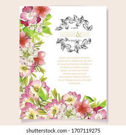 Romantic wedding invitation card. Wedding, marriage, bridal, birthday, Valentine's day.