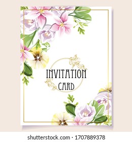Romantic wedding invitation card. Wedding, marriage, bridal, birthday, Valentine's day.