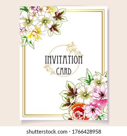 Romantic wedding invitation card. Wedding, marriage, bridal, birthday, Valentine's day.