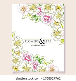 Romantic wedding invitation card. Wedding, marriage, bridal, birthday, Valentine's day.