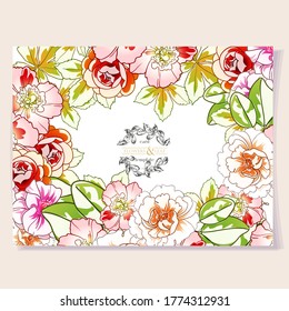Romantic wedding invitation card. Wedding, marriage, bridal, birthday, Valentine's day.