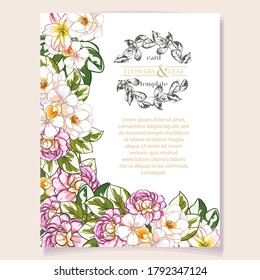 Romantic wedding invitation card. Wedding, marriage, bridal, birthday, Valentine's day.