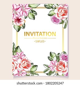 Romantic wedding invitation card. Wedding, marriage, bridal, birthday, Valentine's day.