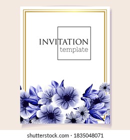 Romantic wedding invitation card. Wedding, marriage, bridal, birthday, Valentine's day.