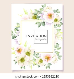 Romantic wedding invitation card. Wedding, marriage, bridal, birthday, Valentine's day.