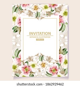 Romantic wedding invitation card. Wedding, marriage, bridal, birthday, Valentine's day.
