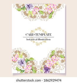 Romantic wedding invitation card. Wedding, marriage, bridal, birthday, Valentine's day.