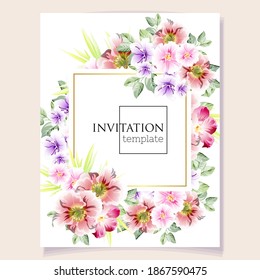 Romantic wedding invitation card. Wedding, marriage, bridal, birthday, Valentine's day.