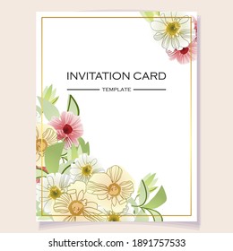 Romantic wedding invitation card. Wedding, marriage, bridal, birthday, Valentine's day.