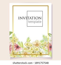 Romantic wedding invitation card. Wedding, marriage, bridal, birthday, Valentine's day.