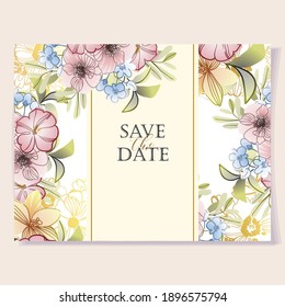 Romantic wedding invitation card. Wedding, marriage, bridal, birthday, Valentine's day.