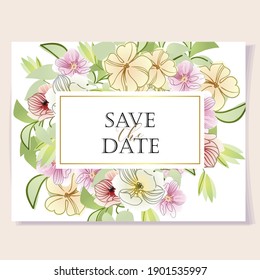 Romantic wedding invitation card. Wedding, marriage, bridal, birthday, Valentine's day.