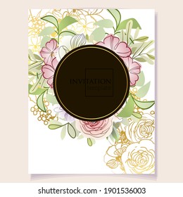 Romantic wedding invitation card. Wedding, marriage, bridal, birthday, Valentine's day.