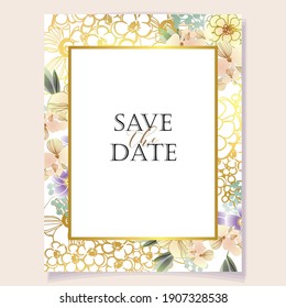 Romantic wedding invitation card. Wedding, marriage, bridal, birthday, Valentine's day.