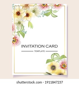 Romantic wedding invitation card. Wedding, marriage, bridal, birthday, Valentine's day.