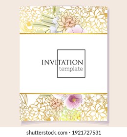 Romantic wedding invitation card. Wedding, marriage, bridal, birthday, Valentine's day.