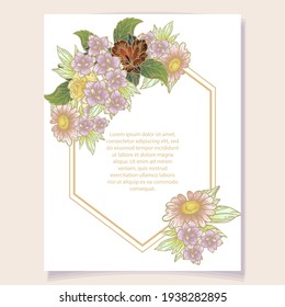Romantic wedding invitation card. Wedding, marriage, bridal, birthday, Valentine's day.