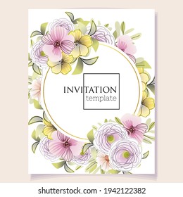 Romantic wedding invitation card. Wedding, marriage, bridal, birthday, Valentine's day.