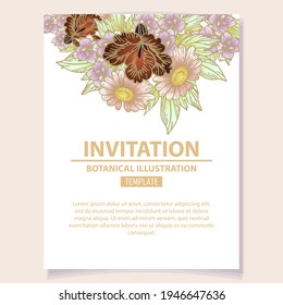 Romantic wedding invitation card. Wedding, marriage, bridal, birthday, Valentine's day.