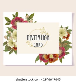 Romantic wedding invitation card. Wedding, marriage, bridal, birthday, Valentine's day.