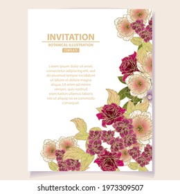 Romantic wedding invitation card. Wedding, marriage, bridal, birthday, Valentine's day.