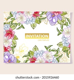 Romantic wedding invitation card. Wedding, marriage, bridal, birthday, Valentine's day.