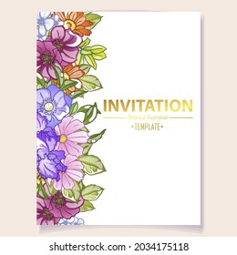 Romantic wedding invitation card. Wedding, marriage, bridal, birthday, Valentine's day.