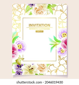 Romantic wedding invitation card. Wedding, marriage, bridal, birthday, Valentine's day.