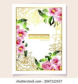 Romantic wedding invitation card. Wedding, marriage, bridal, birthday, Valentine's day.